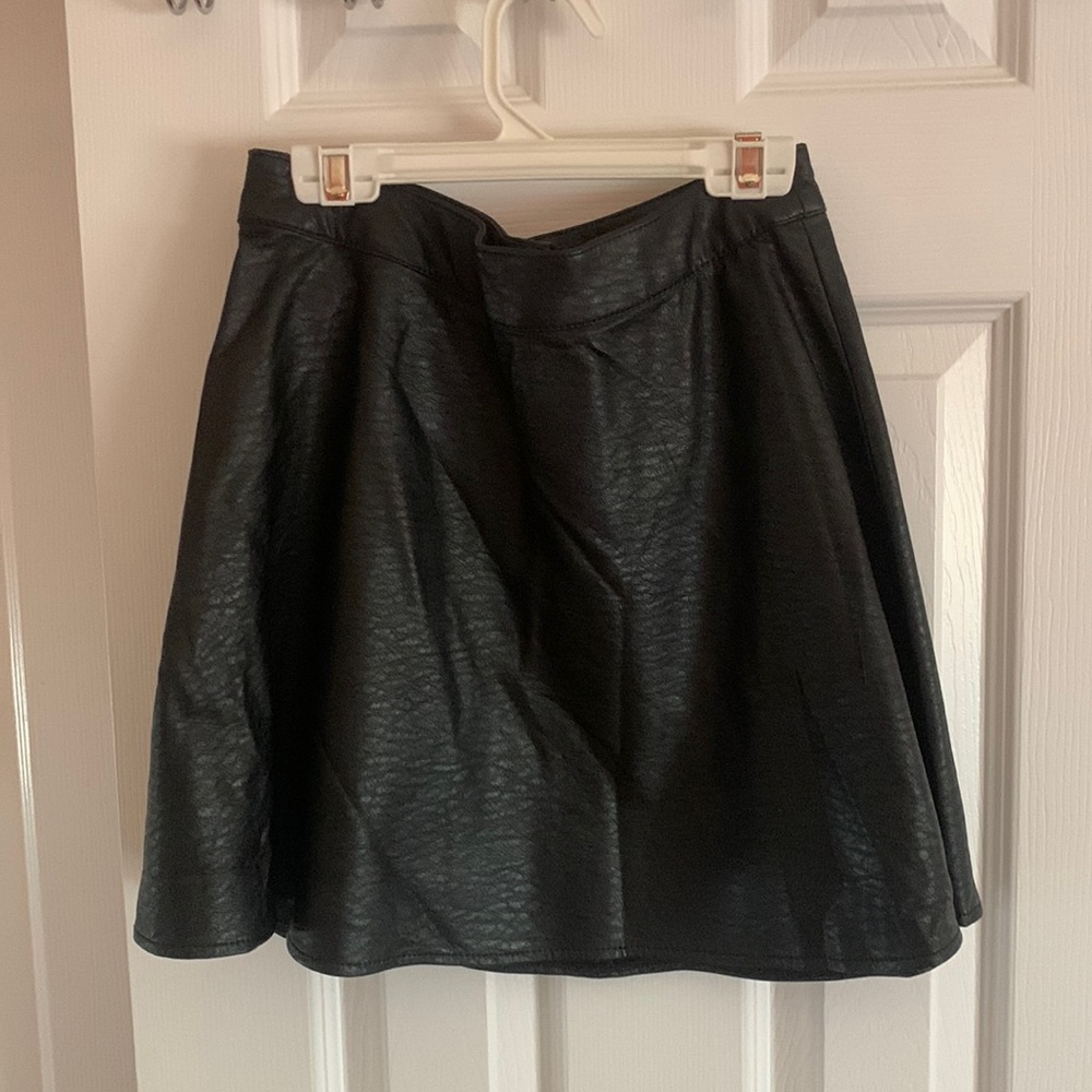 H&M black leather high waisted skirt